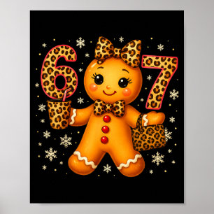 Funny 6 7 Christmas Leopard Bow Gingerbread Girls Poster