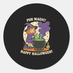 Funny 6 7 Halloween Costume Witch Cute Retro Fun M Classic Round Sticker