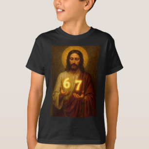 Funny 6 7 Jesus. Absurd Six Seven Meme, Weird Teen T-Shirt