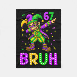 Funny 6 7 Mardi Gras Six Seven Dabbing Boy 67 Mard Fleece Blanket