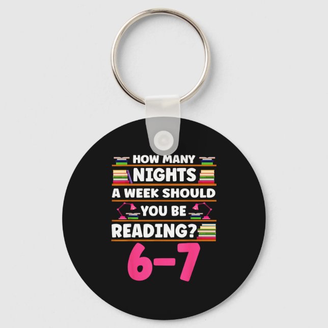 Funny 6 7 Meme Book Lover Teachers Bookish Men Wom Key Ring (Front)