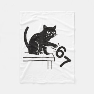 Funny 6 7 Meme Cat Knocking Off 67 Fleece Blanket