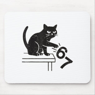 Funny 6 7 Meme Cat Knocking Off 67  Mouse Pad