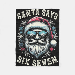 Funny 6-7 Meme Christmas Santa Six Seven 67 Xmas B Fleece Blanket
