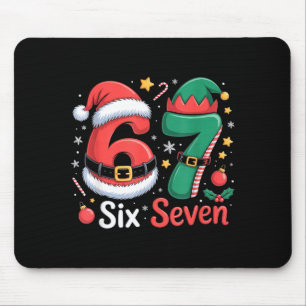 Funny 6 7 Meme Elf Santa Christmas Six Seven Kid W Mouse Pad