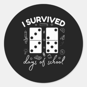 Funny 6 7 Meme I Survived 67 Days Of School Domino Classic Round Sticker