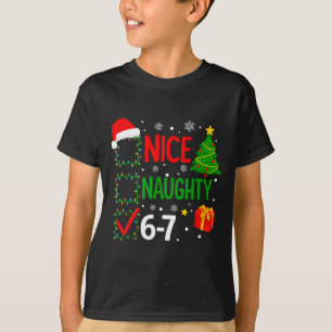 Funny 6-7 Meme Nice Naughty 67 Christmas Brain Rot T-Shirt