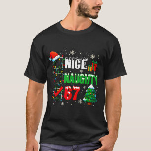 Funny 6-7 Meme Nice Naughty 67 Christmas Brain Rot T-Shirt