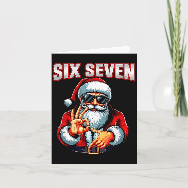 Funny 6 7 Meme Santa Christmas Men And Boys  Card (Front)
