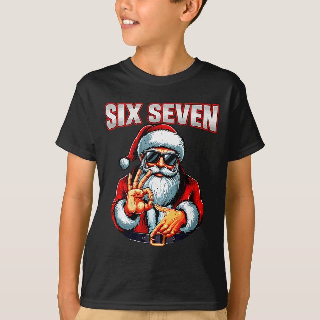 Funny 6 7 Meme Santa Christmas Men And Boys  T-Shirt (Front)