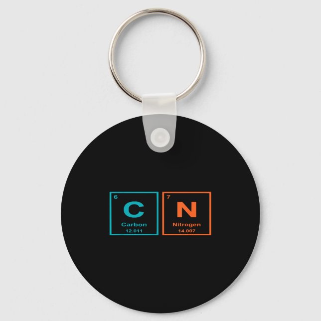 Funny 6 7 Periodic Table Carbon Nitrogen Humor  Key Ring (Front)