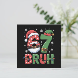 Funny 6 7 Six Seven Bruh Meme Christmas Santa Elf  Holiday Card