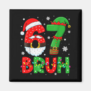 Funny 6 7 Six Seven Bruh Meme Christmas Santa Elf Magnet