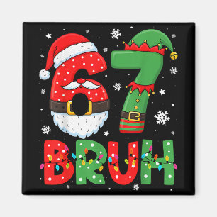 Funny 6 7 Six Seven Bruh Meme Christmas Santa Elf Magnet