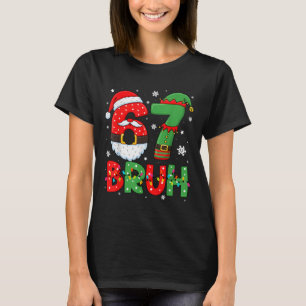 Funny 6 7 Six Seven Bruh Meme Christmas Santa Elf  T-Shirt