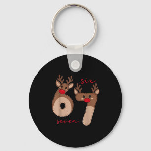 Funny 6 7 Six Seven Meme Christmas Reindeer Gen Al Key Ring