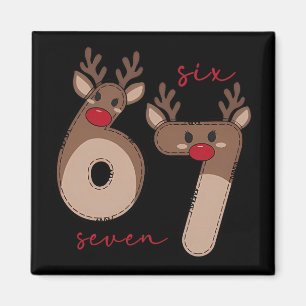 Funny 6 7 Six Seven Meme Christmas Reindeer Gen Al Magnet