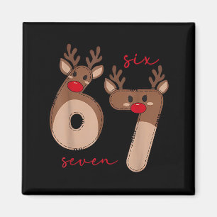 Funny 6 7 Six Seven Meme Christmas Reindeer Gen Al Magnet