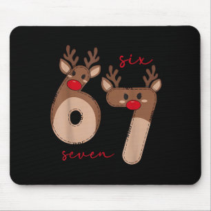 Funny 6 7 Six Seven Meme Christmas Reindeer Gen Al Mouse Pad