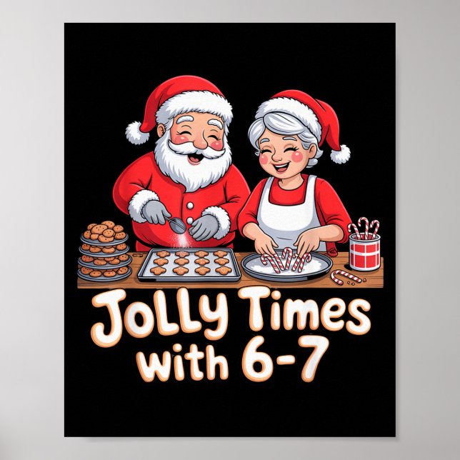 Funny 6 7 Six Seven Meme Christmas Santa Claus Wom Poster (Front)