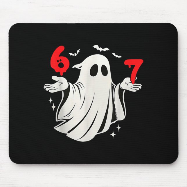 Funny 6 7 Six Seven Meme Halloween Humor Ghost Cos Mouse Pad (Front)