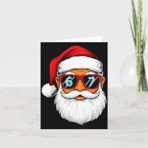 Funny 6 7 Six Seven Meme Santa Face Christmas Men Card