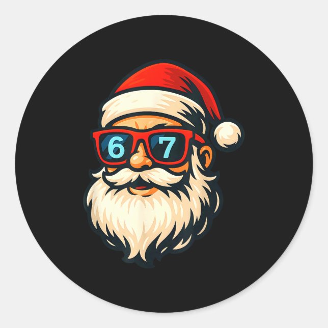 Funny 6 7 Six Seven Meme Santa Face Christmas Men  Classic Round Sticker (Front)