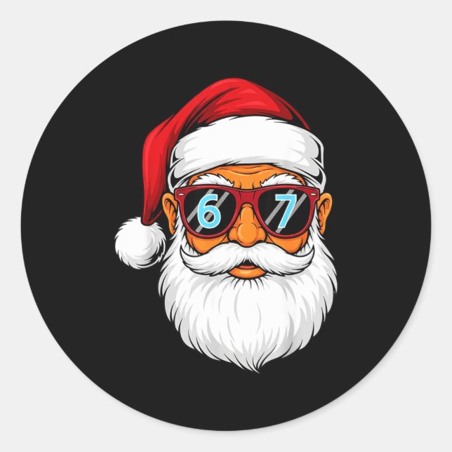 Funny 6 7 Six Seven Meme Santa Face Christmas Men  Classic Round Sticker (Front)