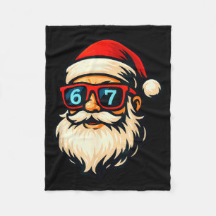 Funny 6 7 Six Seven Meme Santa Face Christmas Men Fleece Blanket
