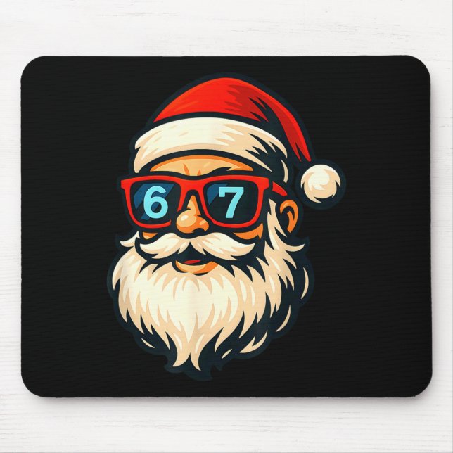 Funny 6 7 Six Seven Meme Santa Face Christmas Men  Mouse Pad (Front)