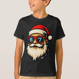 Funny 6 7 Six Seven Meme Santa Face Christmas Men  T-Shirt