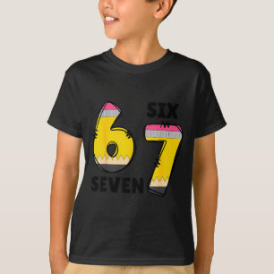 Funny 6 7 Six Seven Pencil Teacher Middle High Sch T-Shirt