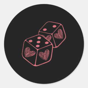 Funny 6 7 Valentine Love Heart Playing Card Couple Classic Round Sticker