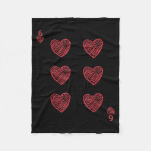 Funny 6 7 Valentine Love Heart Playing Card Couple Fleece Blanket