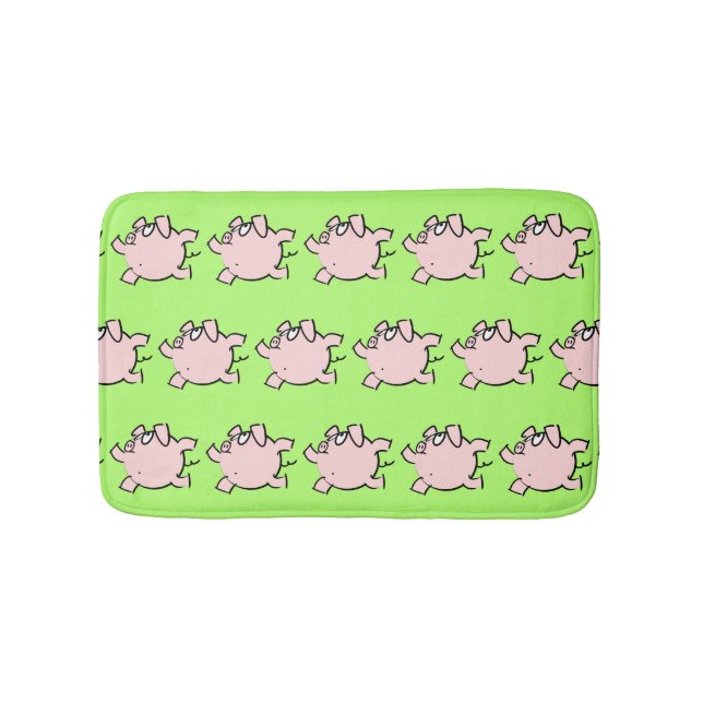 Funny 6 Cartoon Illustration Pig Choose Colour Bat Bath Mat (Front)