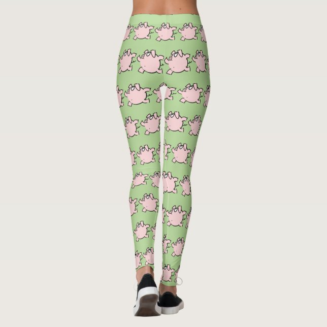Funny 6 Cartoon Illustration Pig Choose Colour L Leggings (Back)