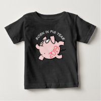 Funny 6 Cartoon Illustration Pink Pig  2019 Baby T
