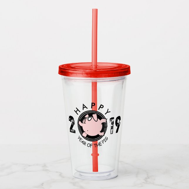 Funny 6 Cartoon Pig Year custom 2019 A Tumbler (Front)