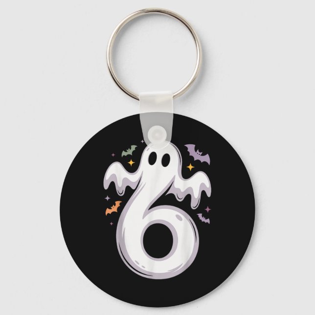 Funny 6 Ghost Meme Halloween Costume Matching Desi Key Ring (Front)