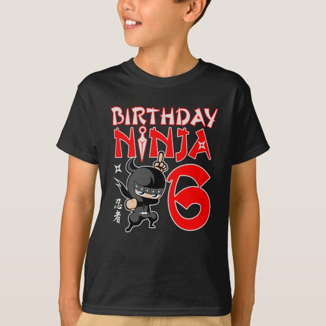 Funny 6th Birthday Ninja 6 Year Old Gifts For Kids T-Shirt (Front)