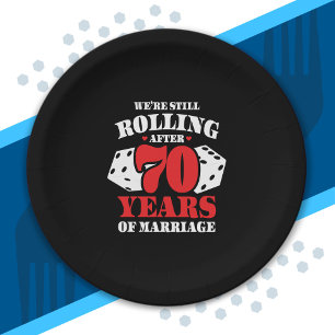 Funny 70th  Anniversary Couples Married 70 Years Paper Plate