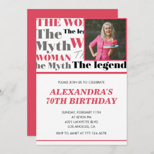 Funny 70th birthday invitation Photo Myth Legend