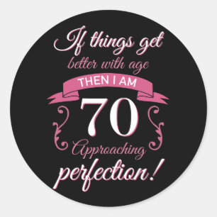 Funny 70th Birthday 'Perfection' Classic Round Sticker