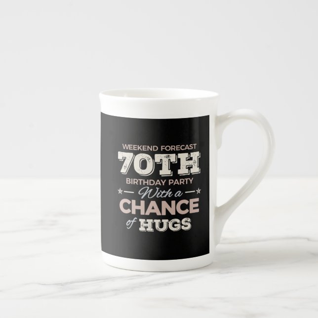Funny 70th birthday sayings bone china mug (Right)