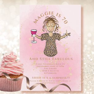 Funny 70th Blush Gold 70 and Fabulous Birthday Invitation