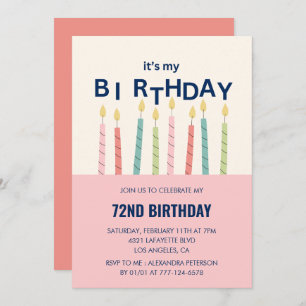 Funny 72nd birthday invitations Humour Candle