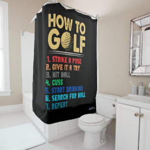 funny 7 steps how to golf shower curtain