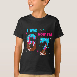 Funny 7 Year Old Birthday Football Ice Cream Drip T-Shirt