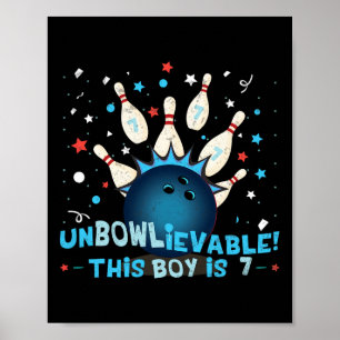 Funny 7th Birthday Bowling Lover Graphic For Boys Poster