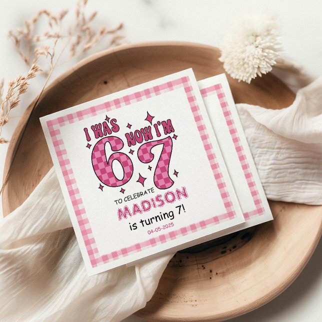Funny 7th Birthday | “I Was 6, Now 7” Party Napkin (Funny 7th Birthday | “I Was 6, Now 7” Party Napkins
)